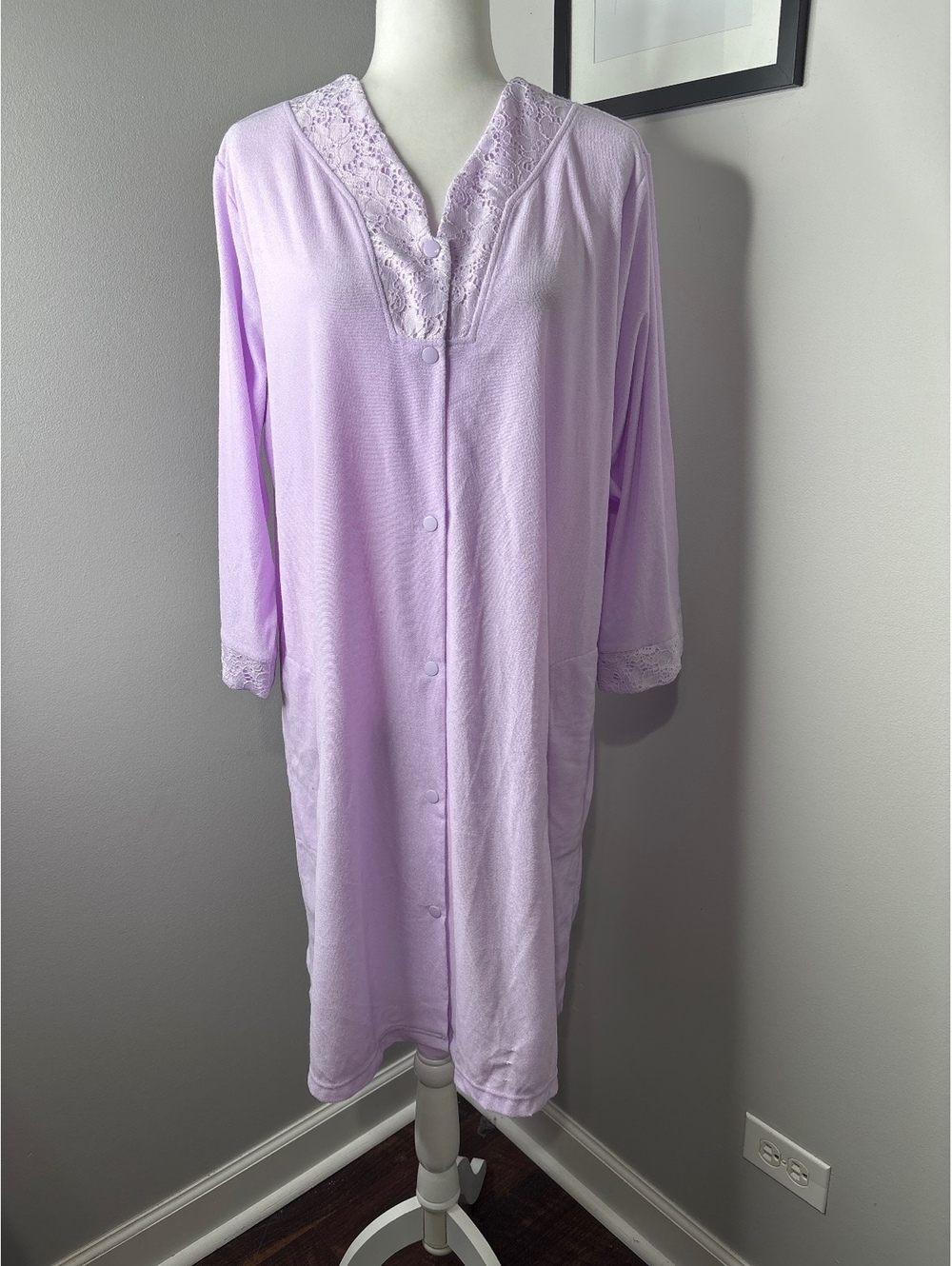 Miss Elaine Essentials Lavender Purple Long Sleeve Robe Nightgown XL